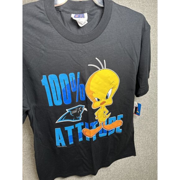 NOS Vintage Tweety Bird Attitude T-Shirt Looney Tunes Black Carolina Large - Picture 11 of 13